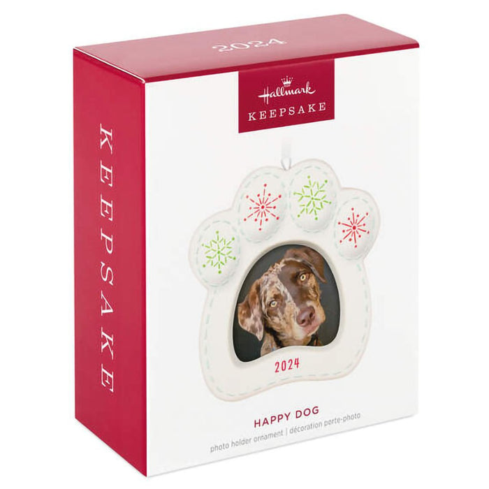 Hallmark : 2024 Keepsake Ornament Happy Dog 2024 Porcelain Photo Frame Ornament (135) - Hallmark : 2024 Keepsake Ornament Happy Dog 2024 Porcelain Photo Frame Ornament (135)