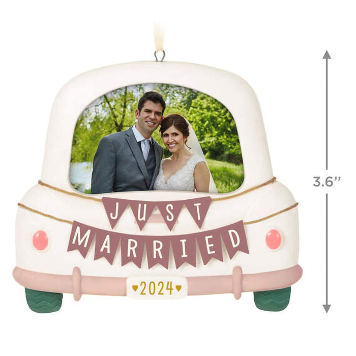 Hallmark : 2024 Keepsake Ornament Just Married Porcelain Photo Frame (170) - Hallmark : 2024 Keepsake Ornament Just Married Porcelain Photo Frame (170)