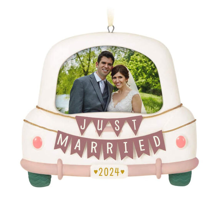 Hallmark : 2024 Keepsake Ornament Just Married Porcelain Photo Frame (170) - Hallmark : 2024 Keepsake Ornament Just Married Porcelain Photo Frame (170)