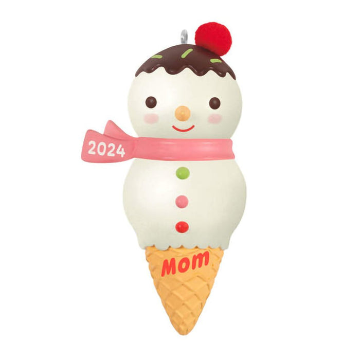 Hallmark : 2024 Keepsake Ornament Mom Snowman Ice Cream Cone (204) - Hallmark : 2024 Keepsake Ornament Mom Snowman Ice Cream Cone (204)