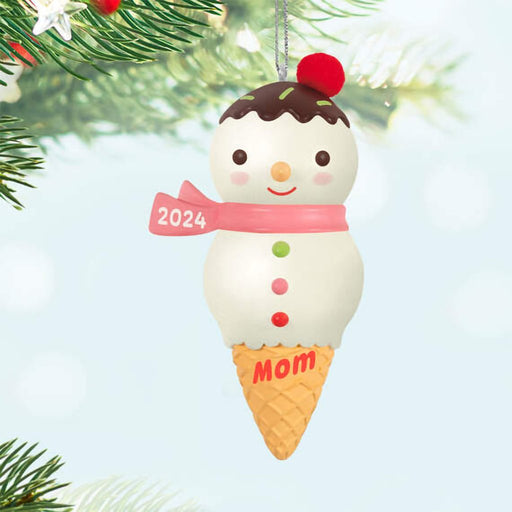 Hallmark : 2024 Keepsake Ornament Mom Snowman Ice Cream Cone (204) - Hallmark : 2024 Keepsake Ornament Mom Snowman Ice Cream Cone (204)