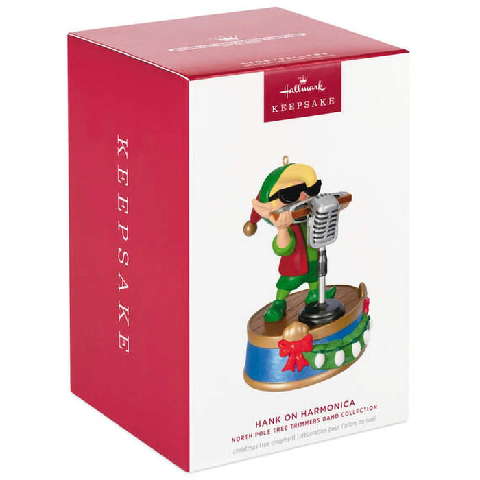 Hallmark : 2024 Keepsake Ornament North Pole Tree Trimmers Band Collection Hank On Harmonica Musical With Light (133) - Hallmark : 2024 Keepsake Ornament North Pole Tree Trimmers Band Collection Hank On Harmonica Musical With Light (133)