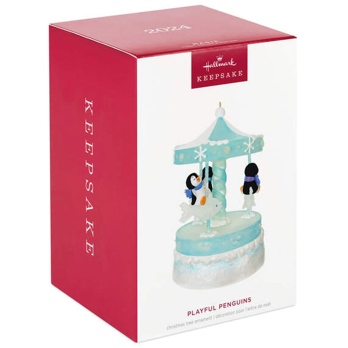 Hallmark : 2024 Keepsake Ornament Playful Penguins on Carousel Musical Ornament With Light and Motion (249) - Hallmark : 2024 Keepsake Ornament Playful Penguins on Carousel Musical Ornament With Light and Motion (249)