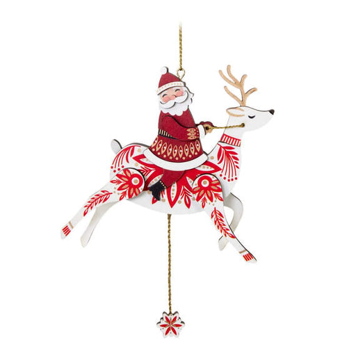 Hallmark : 2024 Keepsake Ornament Pull-String Reindeer With Santa Wood (258) - Hallmark : 2024 Keepsake Ornament Pull-String Reindeer With Santa Wood (258)