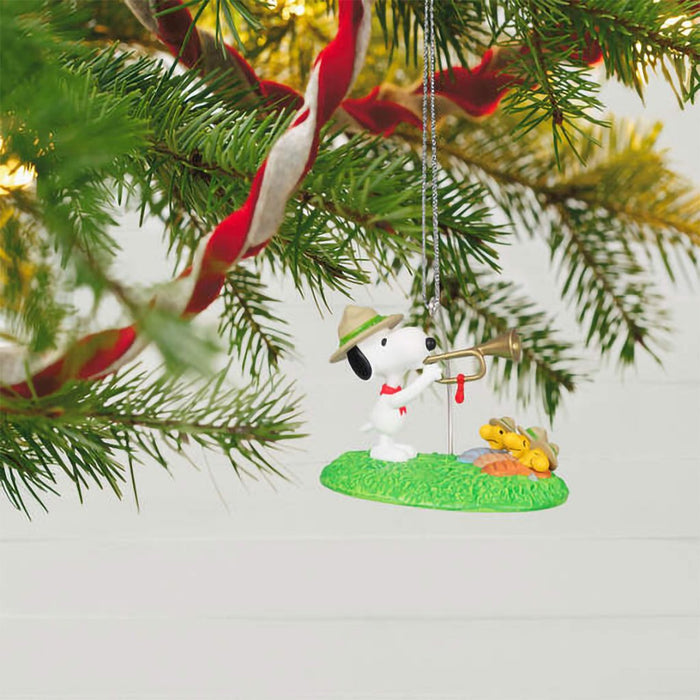 Hallmark : 2024 Keepsake Ornament The Peanuts® Gang Beagle Scouts 50th Anniversary Rise and Shine! Ornament and Pin, Set of 2 (270) - Hallmark : 2024 Keepsake Ornament The Peanuts® Gang Beagle Scouts 50th Anniversary Rise and Shine! Ornament and Pin, Set of 2 (270)