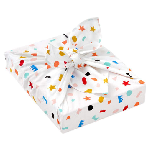 Hallmark : 26" Geometric Confetti on Cream Fabric Gift Wrap - Hallmark : 26" Geometric Confetti on Cream Fabric Gift Wrap