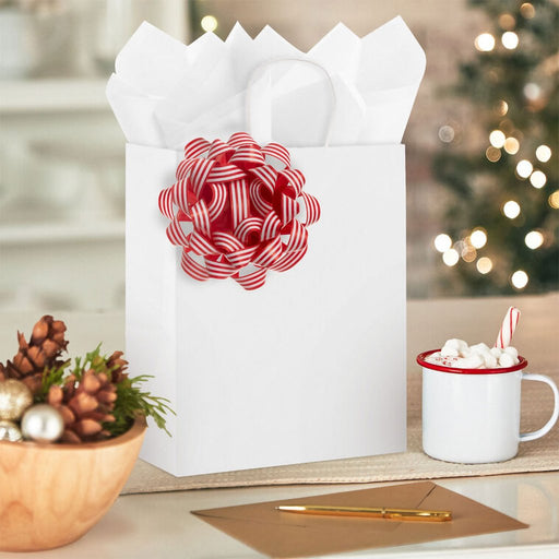 Hallmark : 4.5" Red and White Striped Paper Gift Bow - Hallmark : 4.5" Red and White Striped Paper Gift Bow