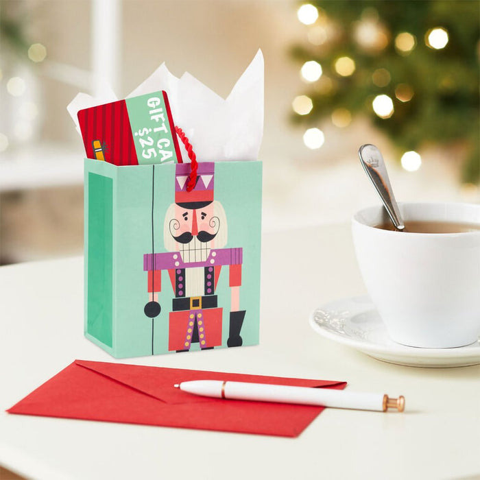 Hallmark : 4.6" Colorful Nutcracker on Green Christmas Gift Card Holder Mini Bag - Hallmark : 4.6" Colorful Nutcracker on Green Christmas Gift Card Holder Mini Bag