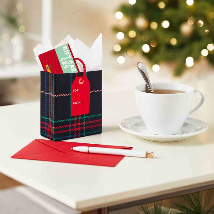 Hallmark : 4.6" Holiday Plaid Christmas Gift Card Holder Mini Bag - Hallmark : 4.6" Holiday Plaid Christmas Gift Card Holder Mini Bag