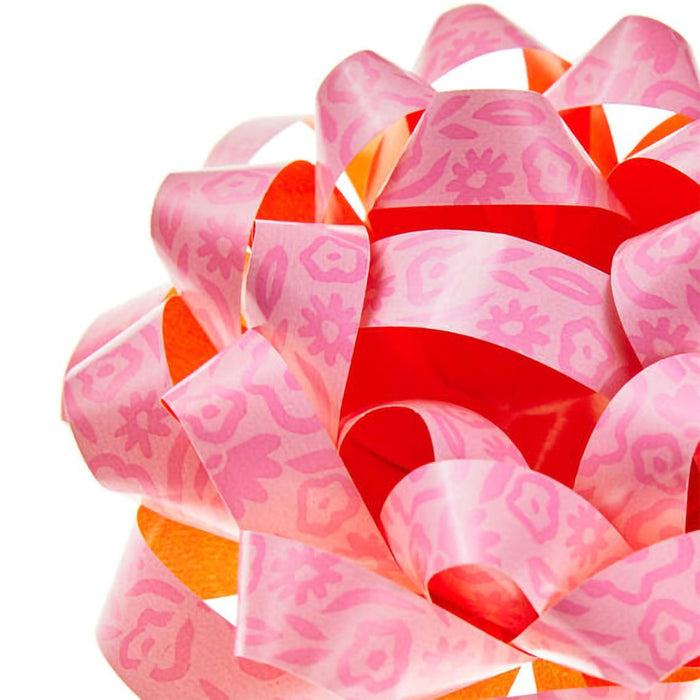Hallmark : 4.6" Pink Abstract Flowers Recyclable Gift Bow - Hallmark : 4.6" Pink Abstract Flowers Recyclable Gift Bow