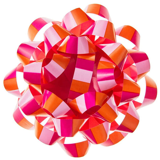 Hallmark : 4.6" Pink and Coral Stripe Recyclable Gift Bow - Hallmark : 4.6" Pink and Coral Stripe Recyclable Gift Bow