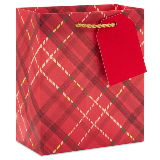 Hallmark : 6.5" Dark Red Plaid Small Holiday Gift Bag - Hallmark : 6.5" Dark Red Plaid Small Holiday Gift Bag