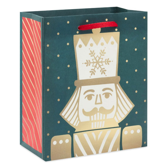 Hallmark : 6.5" Gold Nutcracker on Green Small Holiday Gift Bag - Hallmark : 6.5" Gold Nutcracker on Green Small Holiday Gift Bag