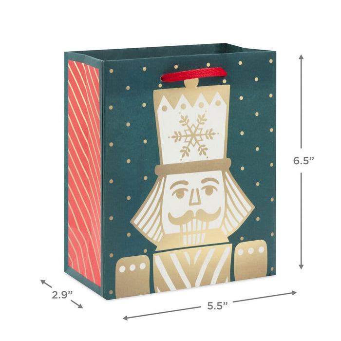 Hallmark : 6.5" Gold Nutcracker on Green Small Holiday Gift Bag - Hallmark : 6.5" Gold Nutcracker on Green Small Holiday Gift Bag