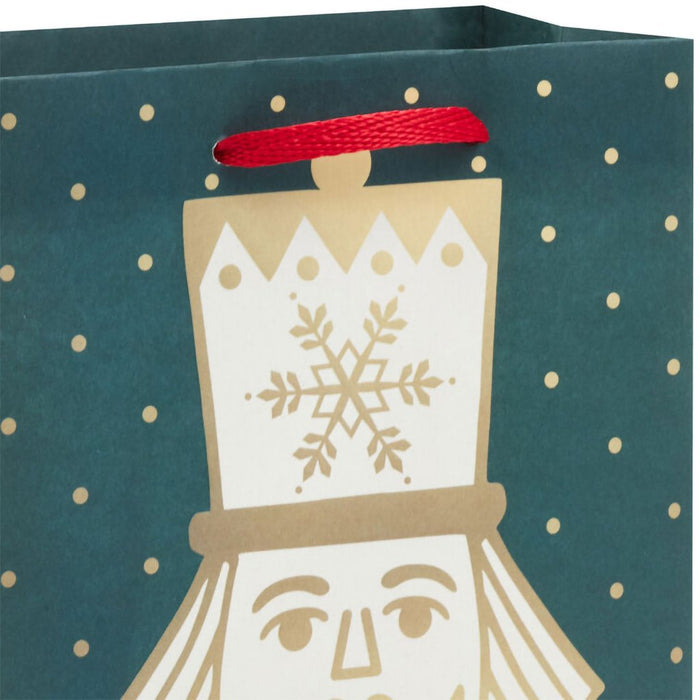 Hallmark : 6.5" Gold Nutcracker on Green Small Holiday Gift Bag - Hallmark : 6.5" Gold Nutcracker on Green Small Holiday Gift Bag