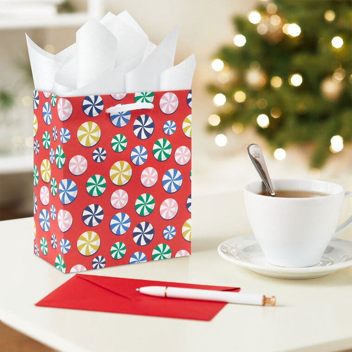 Hallmark : 6.5" Peppermints on Red Small Holiday Gift Bag - Hallmark : 6.5" Peppermints on Red Small Holiday Gift Bag