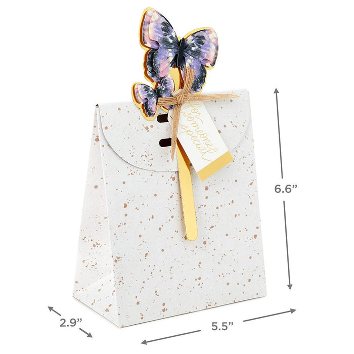 Hallmark : 6.5" Speckled Small Fold-Top Gift Bag With Butterfly Pick - Hallmark : 6.5" Speckled Small Fold-Top Gift Bag With Butterfly Pick