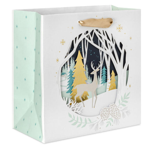 Hallmark : 7.7" Deer and Trees Silhouette Medium Square Holiday Gift Bag - Hallmark : 7.7" Deer and Trees Silhouette Medium Square Holiday Gift Bag