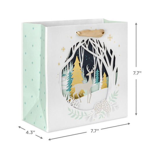 Hallmark : 7.7" Deer and Trees Silhouette Medium Square Holiday Gift Bag - Hallmark : 7.7" Deer and Trees Silhouette Medium Square Holiday Gift Bag