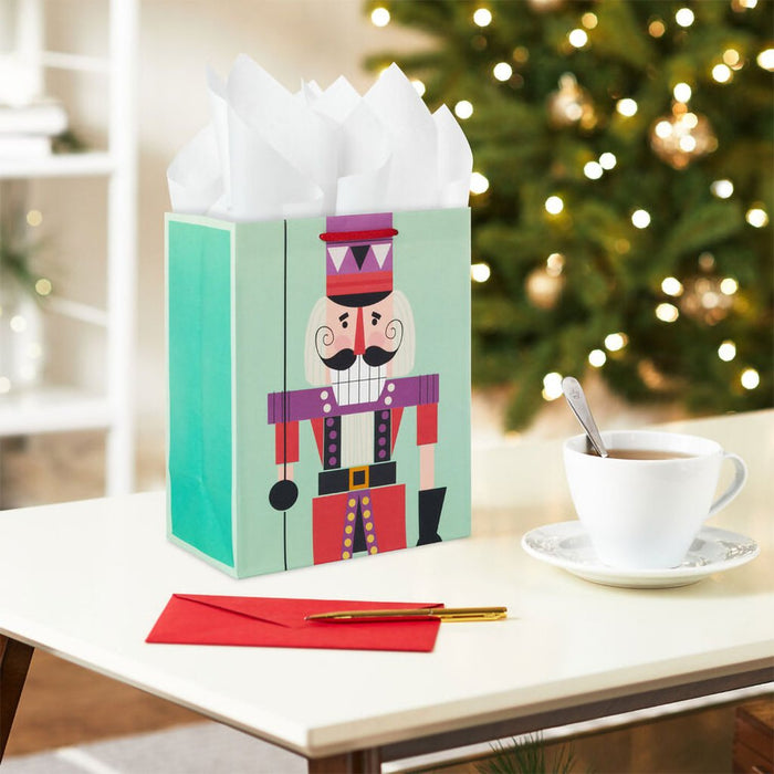 Hallmark : 9.6" Colorful Nutcracker on Green Medium Christmas Gift Bag - Hallmark : 9.6" Colorful Nutcracker on Green Medium Christmas Gift Bag