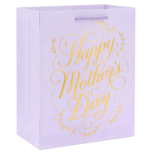 Hallmark : 9.6" Gold Script on Lilac Medium Mother's Day Gift Bag - Hallmark : 9.6" Gold Script on Lilac Medium Mother's Day Gift Bag