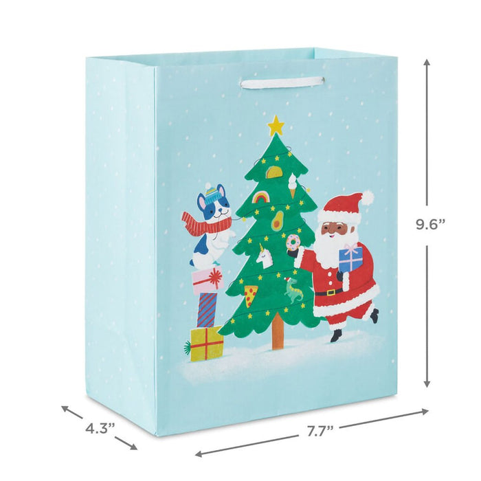 Hallmark : 9.6" Santa and Dog Decorating a Tree Medium Christmas Gift Bag - Hallmark : 9.6" Santa and Dog Decorating a Tree Medium Christmas Gift Bag