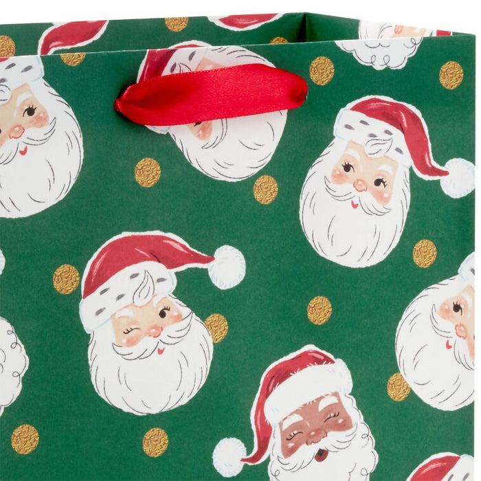 Hallmark : 9.6" Santa Faces on Green Medium Christmas Gift Bag - Hallmark : 9.6" Santa Faces on Green Medium Christmas Gift Bag