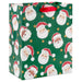 Hallmark : 9.6" Santa Faces on Green Medium Christmas Gift Bag - Hallmark : 9.6" Santa Faces on Green Medium Christmas Gift Bag