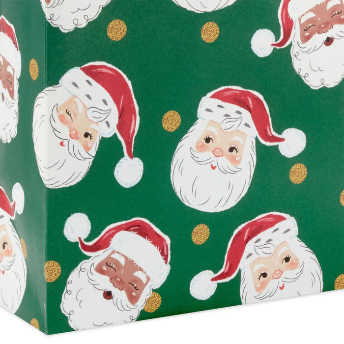 Hallmark : 9.6" Santa Faces on Green Medium Christmas Gift Bag - Hallmark : 9.6" Santa Faces on Green Medium Christmas Gift Bag