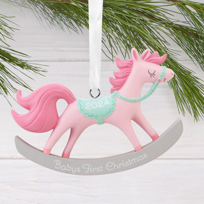 Hallmark : Baby Girl's First Christmas Rocking Horse 2024 Hallmark Ornament - Hallmark : Baby Girl's First Christmas Rocking Horse 2024 Hallmark Ornament