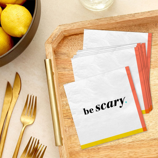 Hallmark : "Be Scary" on White Halloween Cocktail Napkins, Pack of 20 - Hallmark : "Be Scary" on White Halloween Cocktail Napkins, Pack of 20