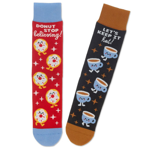 Hallmark : Better Together Donut and Coffee Funny Crew Socks - Hallmark : Better Together Donut and Coffee Funny Crew Socks