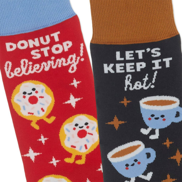 Hallmark : Better Together Donut and Coffee Funny Crew Socks - Hallmark : Better Together Donut and Coffee Funny Crew Socks