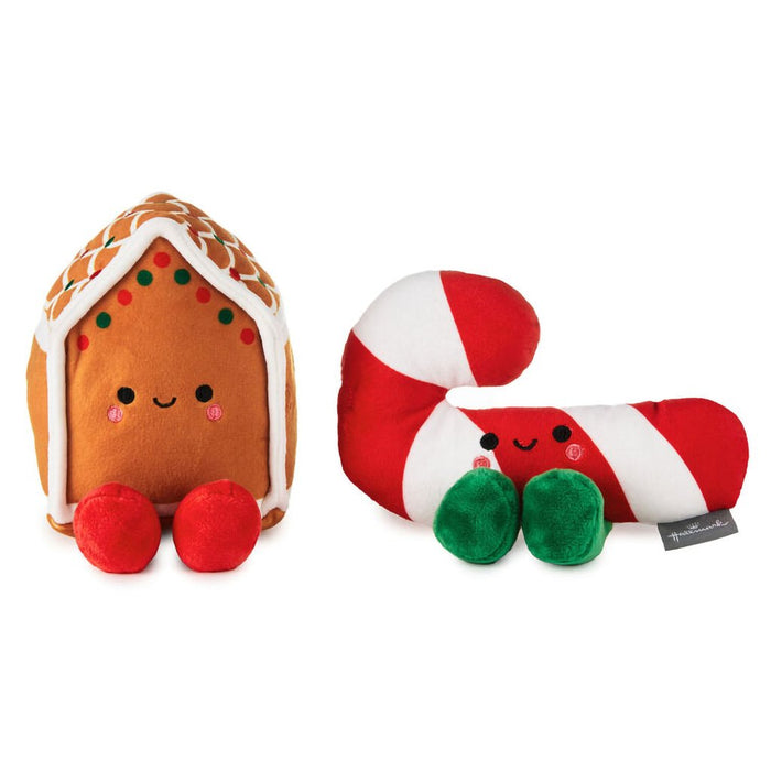 Hallmark : Better Together Gingerbread House and Candy Cane Magnetic Plush Pair, 5" - Hallmark : Better Together Gingerbread House and Candy Cane Magnetic Plush Pair, 5"