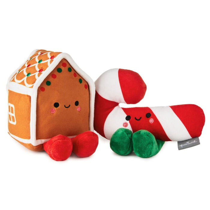 Hallmark : Better Together Gingerbread House and Candy Cane Magnetic Plush Pair, 5" - Hallmark : Better Together Gingerbread House and Candy Cane Magnetic Plush Pair, 5"