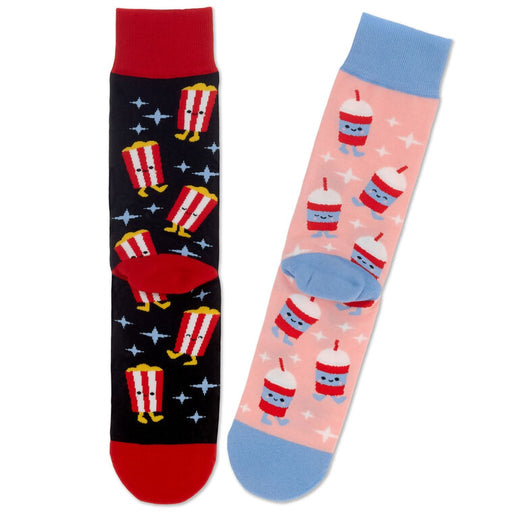 Hallmark : Better Together Popcorn and Slushie Funny Crew Socks - Hallmark : Better Together Popcorn and Slushie Funny Crew Socks