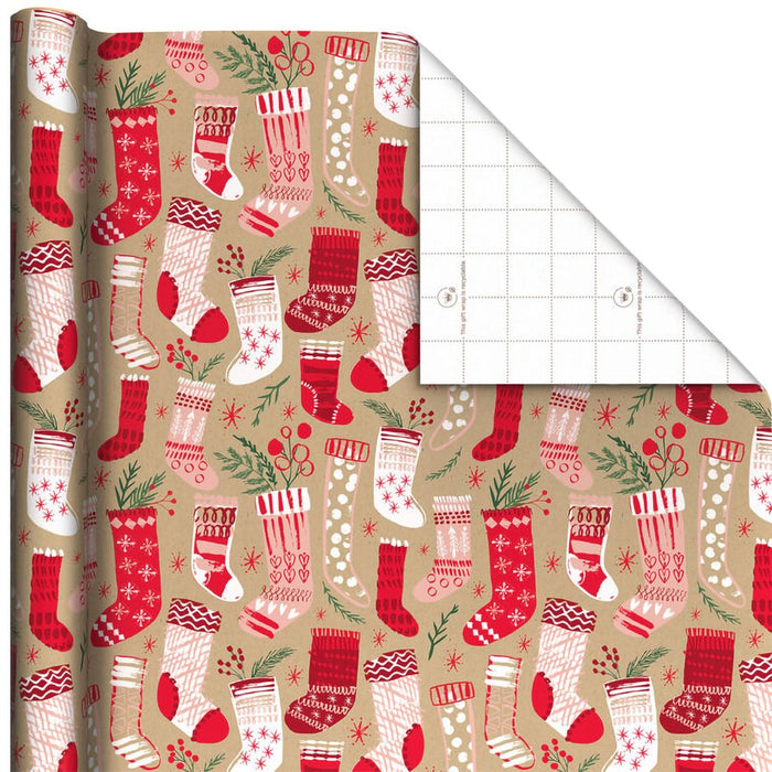 Hallmark : Christmas Stockings on Kraft Jumbo Wrapping Paper Roll, 90 sq. ft. - Hallmark : Christmas Stockings on Kraft Jumbo Wrapping Paper Roll, 90 sq. ft.