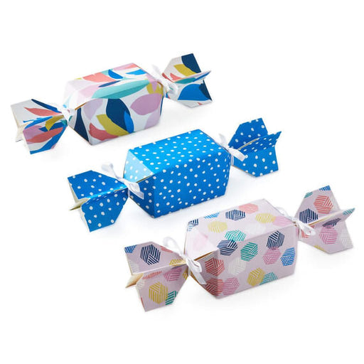 Hallmark : Colorful Dots and Flowers Candy-Shaped Party Favor Boxes, Set of 3 - Hallmark : Colorful Dots and Flowers Candy-Shaped Party Favor Boxes, Set of 3