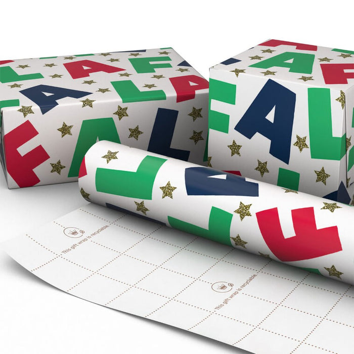 Hallmark : Colorful Fa La La on White Christmas Wrapping Paper Roll, 35 sq. ft. - Hallmark : Colorful Fa La La on White Christmas Wrapping Paper Roll, 35 sq. ft.