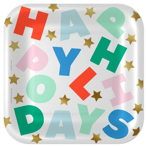 Hallmark : Colorful "Happy Holidays" Dinner Plates, Pack of 8 - Hallmark : Colorful "Happy Holidays" Dinner Plates, Pack of 8