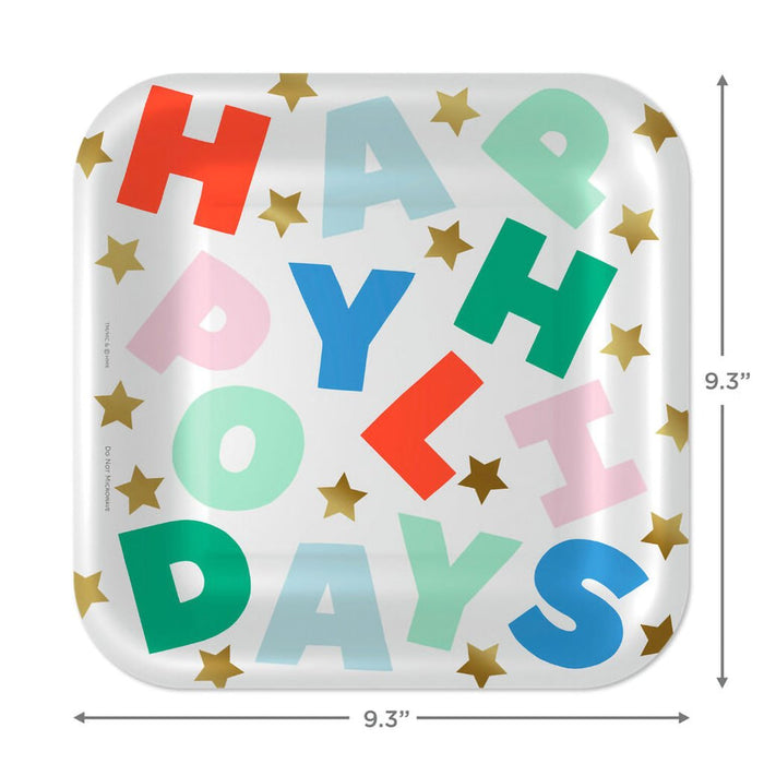 Hallmark : Colorful "Happy Holidays" Dinner Plates, Pack of 8 - Hallmark : Colorful "Happy Holidays" Dinner Plates, Pack of 8