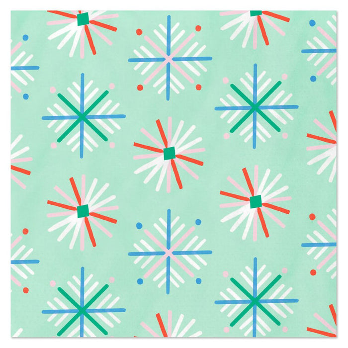 Hallmark : Colorful Snowflakes on Mint Dinner Napkins, Pack of 20 - Hallmark : Colorful Snowflakes on Mint Dinner Napkins, Pack of 20