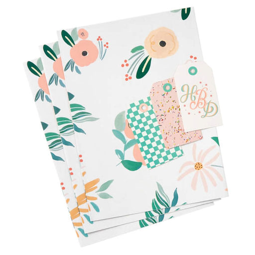 Hallmark : Dainty Floral Flat Wrapping Paper With Gift Tags, 3 sheets - Hallmark : Dainty Floral Flat Wrapping Paper With Gift Tags, 3 sheets