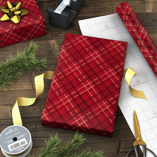 Hallmark : Dark Red Plaid Holiday Wrapping Paper Roll, 35 sq. ft. - Hallmark : Dark Red Plaid Holiday Wrapping Paper Roll, 35 sq. ft.