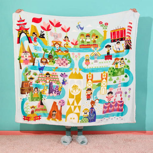 Hallmark : Disney It's a Small World Map Throw Blanket, 60x52 - Hallmark : Disney It's a Small World Map Throw Blanket, 60x52