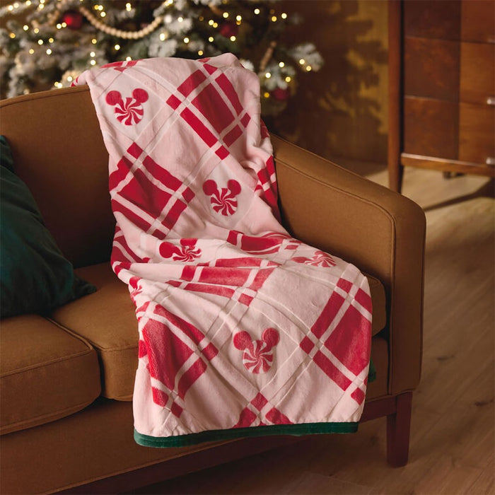 Hallmark : Disney Mickey Mouse Ears Peppermint Plaid Throw Blanket, 50x60 - Hallmark : Disney Mickey Mouse Ears Peppermint Plaid Throw Blanket, 50x60