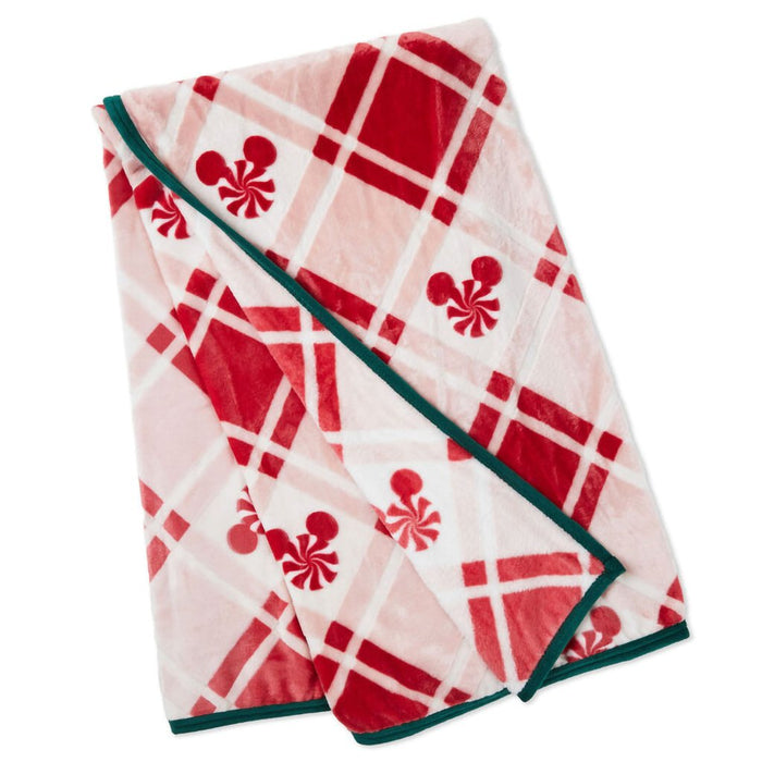 Hallmark : Disney Mickey Mouse Ears Peppermint Plaid Throw Blanket, 50x60 - Hallmark : Disney Mickey Mouse Ears Peppermint Plaid Throw Blanket, 50x60