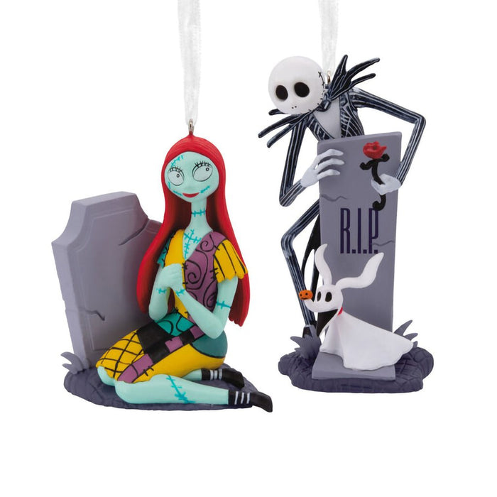 Hallmark : Disney Tim Burton's The Nightmare Before Christmas Jack and Sally With Tombstones Hallmark Ornaments, Set of 2 - Hallmark : Disney Tim Burton's The Nightmare Before Christmas Jack and Sally With Tombstones Hallmark Ornaments, Set of 2