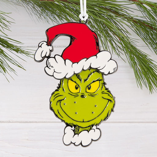 Hallmark : Dr. Seuss's How the Grinch Stole Christmas!™ Grinch in Santa Hat Moving Metal Hallmark Ornament - Hallmark : Dr. Seuss's How the Grinch Stole Christmas!™ Grinch in Santa Hat Moving Metal Hallmark Ornament