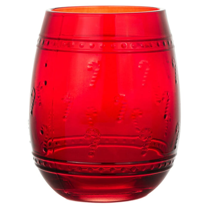 Hallmark : Embossed Candy Canes Red Stemless Wine Glass, 17 oz. - Hallmark : Embossed Candy Canes Red Stemless Wine Glass, 17 oz.